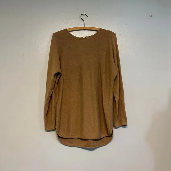 Women's Michael Kors Brown Crew Neck Sweater size medium zipper accents knitted - Picture 5 of 8